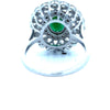 Emerald, Rose Cut Diamond 18K White Gold Ring