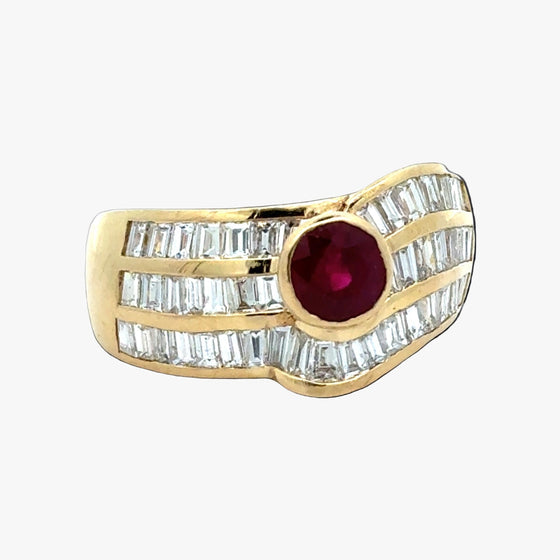 Ruby, Diamond and 18K Yellow Gold Ring
