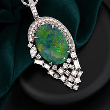  Black Opal and Diamond 18K White Gold Necklace