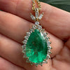 Estate 11.33 Columbia Emerald (GIA Report) Diamond 14kt Yellow Gold Necklace