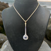 French Cut Sapphire and Diamond 18K White Gold Pendant