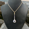 French Cut Sapphire and Diamond 18K White Gold Pendant