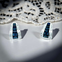  Sapphire and Diamond 18K White Gold Dangle Earrings