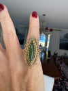 Victorian Revival Jade and 14K Yellow Gold Ring