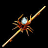 English Aquamarine, Ruby Spider and 9K Yellow Gold Brooch