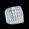 Princess Cut 6 Row Diamond and 18K White Gold Ring