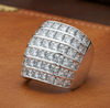 Princess Cut 6 Row Diamond and 18K White Gold Ring