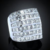Princess Cut 6 Row Diamond and 18K White Gold Ring