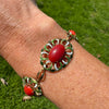 Italian 1960's Coral, Green & White Enamel 14kt/18kt Yellow Gold set