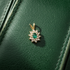 Modern Emerald and Diamond Cluster 14Kt Yellow Gold Pendant