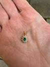 Modern Emerald and Diamond Cluster 14Kt Yellow Gold Pendant