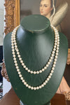 Modern 1990's Japanese Akoya Cultured Pearls 36" 14kt Yellow Gold Necklace
