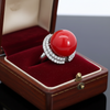 Coral, Diamond and Platinum Statement Ring
