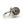 Natural Tahitian Pearl and Diamond Size 7.5 Ring