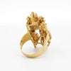 Custom Made Italy Coral and Diamond 18Kt Yellow Gold Ring