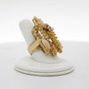 Custom Made Italy Coral and Diamond 18Kt Yellow Gold Ring