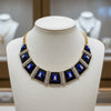 Custom Diamond Onyx Lapis 18K Yellow Gold and Platinum Necklace
