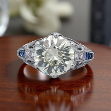  Art Deco 3.41ct Old European Cut Diamond Platinum Ring