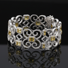 Designer AV 8.80cttw Natural Fancy Yellow and White Diamond 14K Yellow and White Gold Bracelet