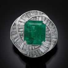  4.09ct Columbia Emerald and Diamond Cocktail Platinum Ring (AGL Report)