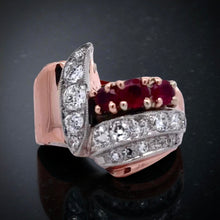  Retro Diamond and Ruby 14KT Rose and White Gold Ring