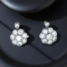  Retro Diamond Flower Platinum Earrings
