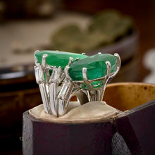  1950s 12.38cttw Emerald and Diamond Platinum Statement Ring