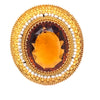 Art Deco Citrine and 14K Yellow Gold Pendant Brooch