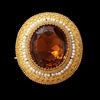 Art Deco Citrine and 14K Yellow Gold Pendant Brooch