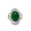 Jade and Diamond Platinum Halo Ring