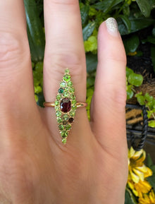  Victorian Ruby And Demantoid Garnet 18K Yellow Gold Ring