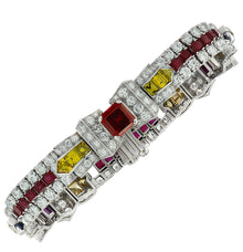  London Estate Art Deco Gem Ruby Diamond Platinum Bracelet Black Star Frost 14336