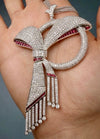 1970's Bow Motif Necklace/Brooch Diamond and Ruby 18K White Gold