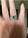 Vintage Fine Emerald & Diamond 18K White Gold Ring