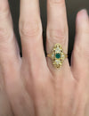 Vintage Emerald & Pearl 18K Yellow Gold Ring