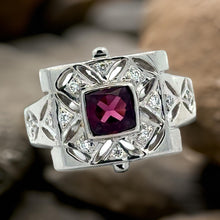  Estate Rhodolite Garnet Diamond 18K WG Ring 15485