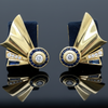 French Designer Retro Diamond and Sapphire Earrings