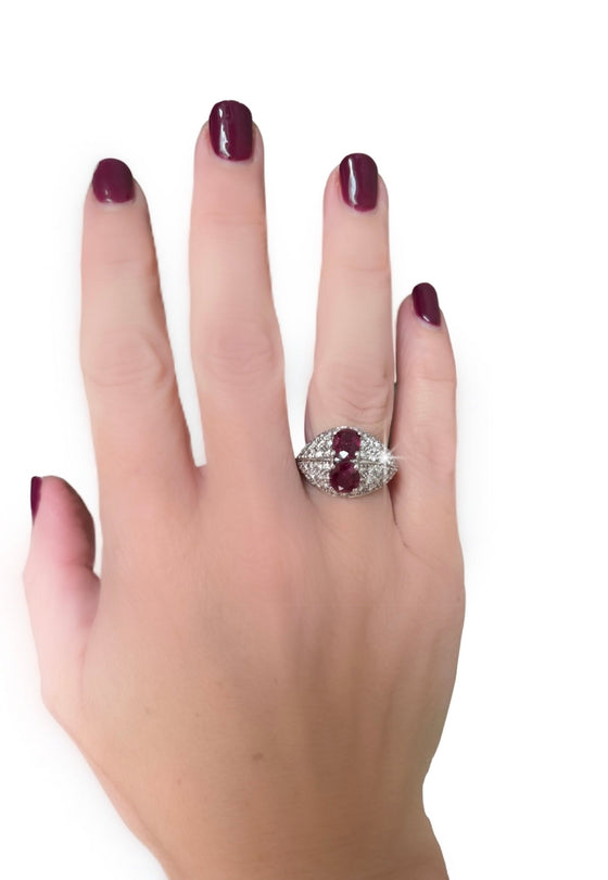 Ruby and Diamond 18K White Gold Ring