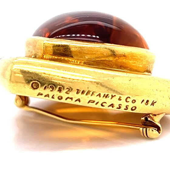 Tiffany & Co Paloma Picasso Citrine, Diamond and 18K Yellow Gold Heart Brooch