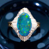 GIA Black Opal and Diamond Platinum Ring