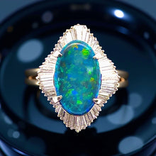  GIA Black Opal and Diamond Platinum Ring