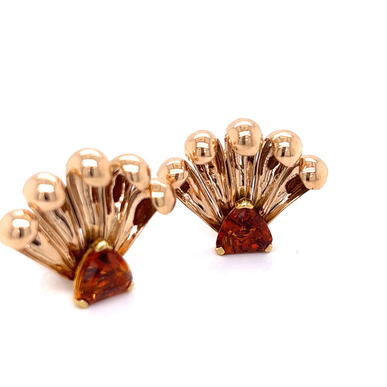 Retro 4.20 ctw. Citrine Fan Earrings