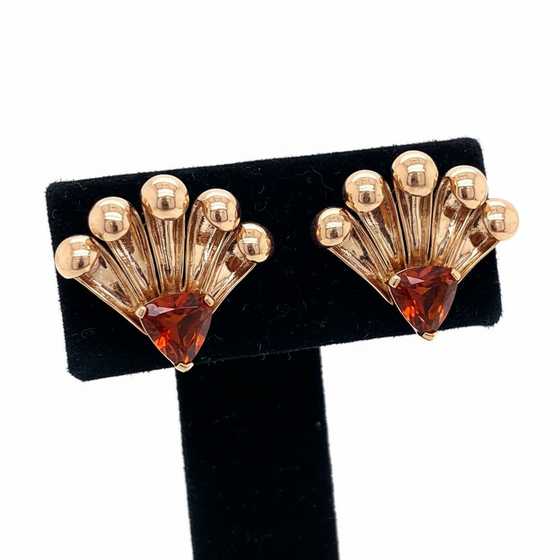 Retro 4.20 ctw. Citrine Fan Earrings