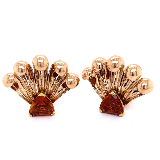 Retro 4.20 ctw. Citrine Fan Earrings