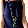 Vintage David Webb 1145cttw Lapis, Green Enamel 18Kt Yellow Gold 34" Necklace