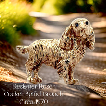  Estate Designer William Ruser Cocker Spinel Sapphire 14k Yellow Gold Brooch 15560