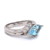 Kite Cut Aquamarine and Diamond Platinum Ring