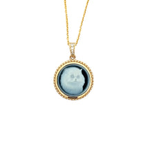  Cat Cameo Diamond, 14K Yellow Gold and Agate Necklace