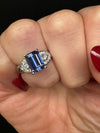 Vintage Tanzanite & Diamond Platinum Ring