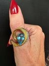Estate Aquamarine & Diamond Platinum/18k Yellow Gold Ring